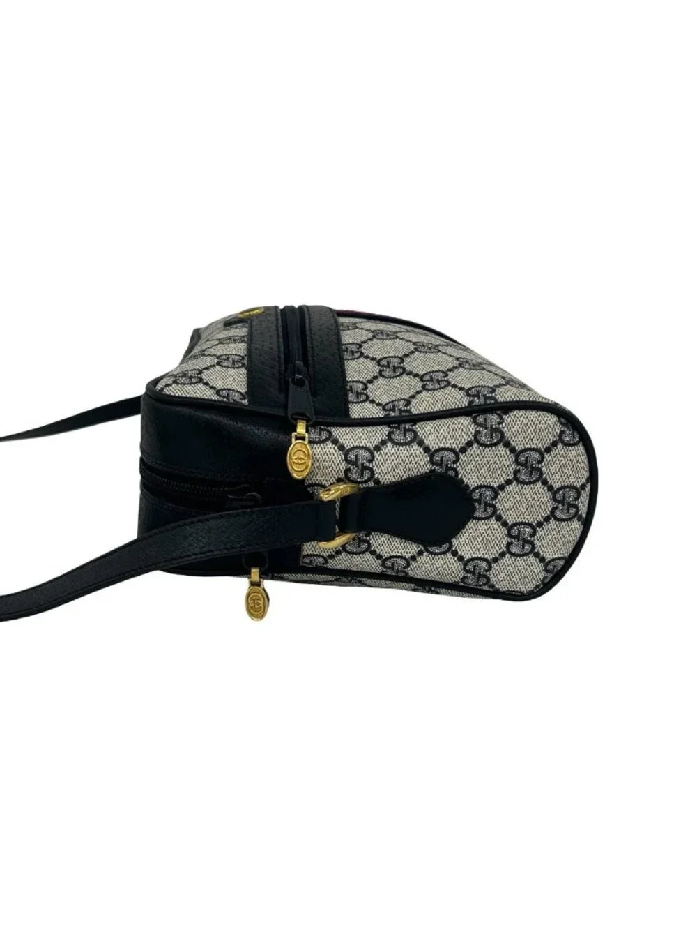 Gucci Vintage Sherry Line GG Logo Leather Shoulder Bag Navy